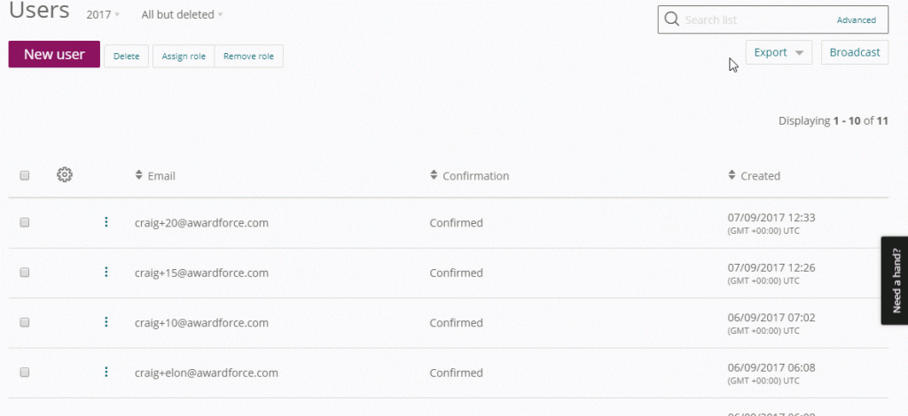 Export in Award Force