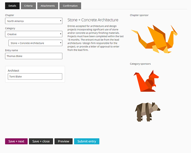 Entrant experience in Award Force