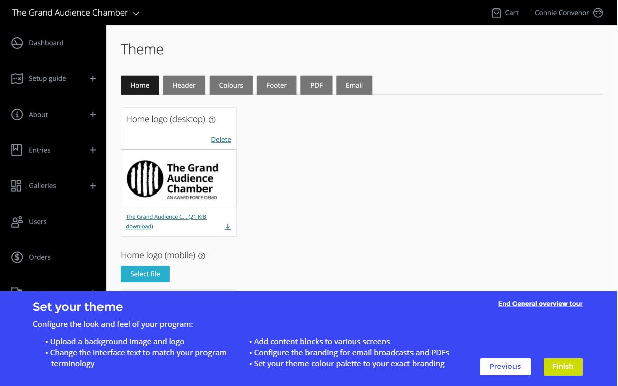 Theme-Konfiguration in Award Force