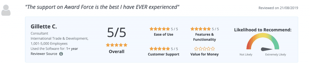 Award Force Capterra-Bewertung