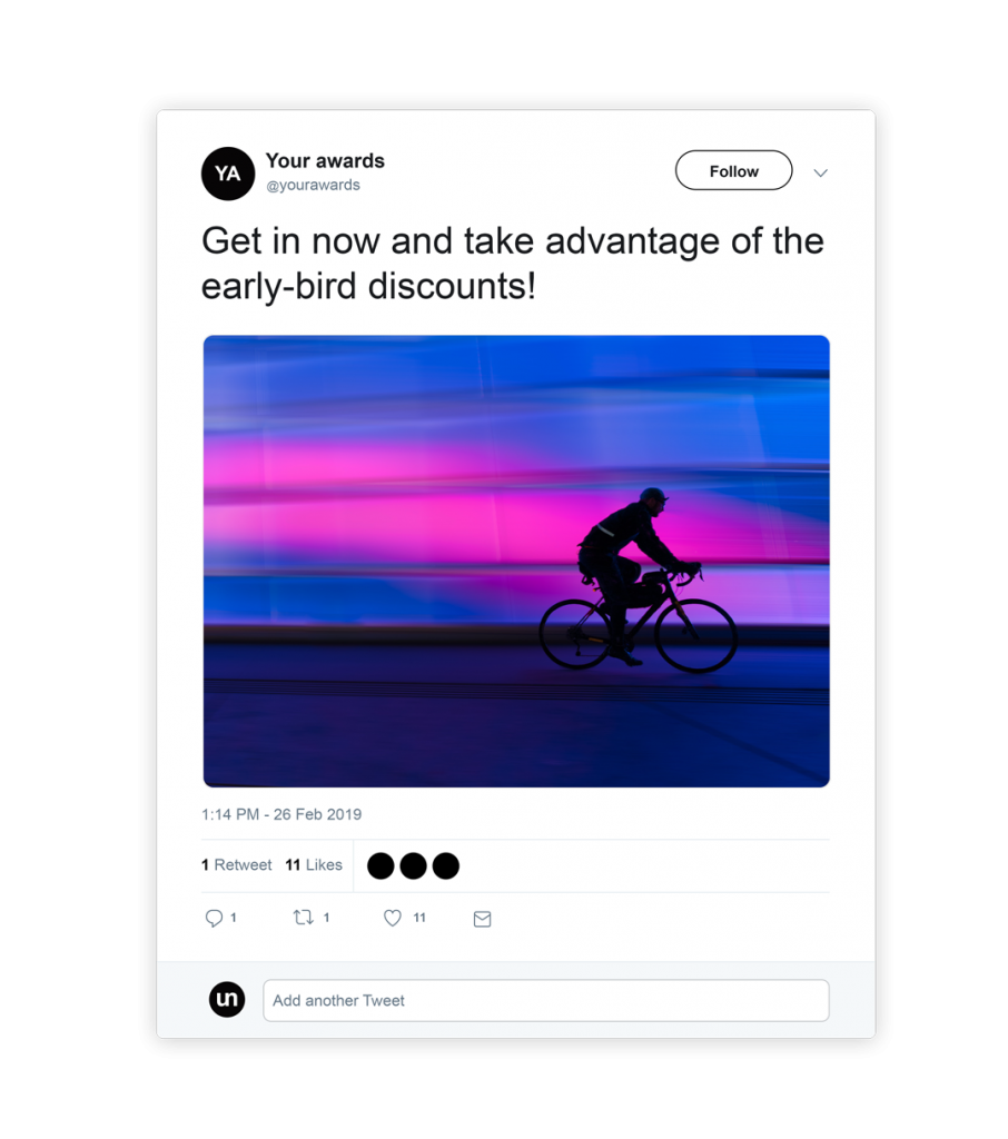 Social post for awards program promotions