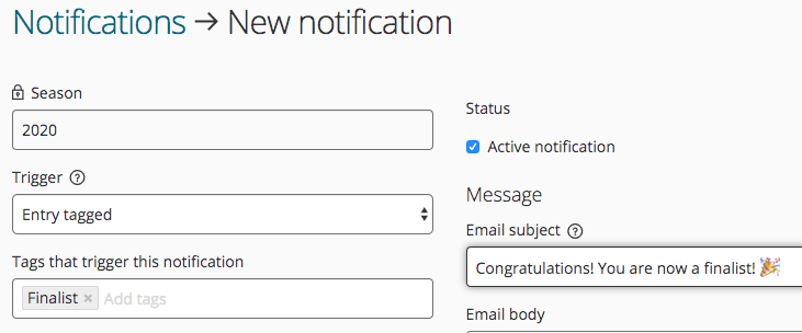 Benachrichtigen Sie die Gewinner