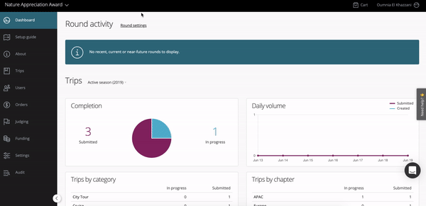 Rundenaktivität in Award Force