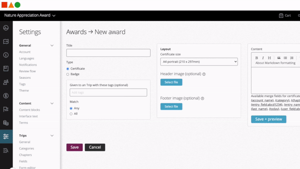 Creating a badge in Award Force