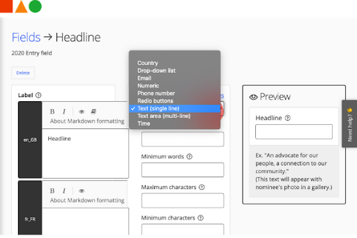 Flexible awards entry management