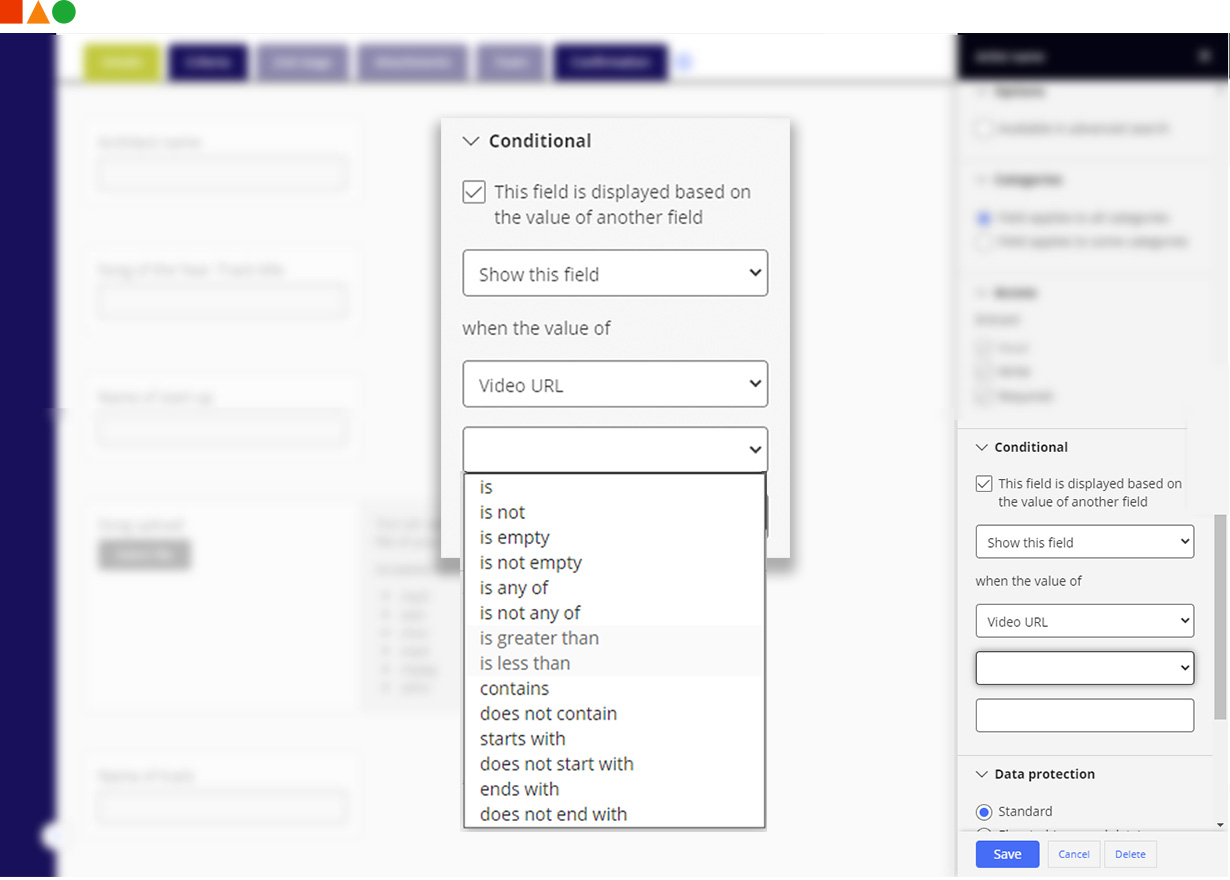 Award Force conditional fields