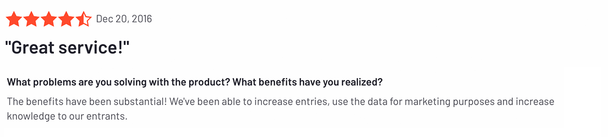 Increased entries with Award Force