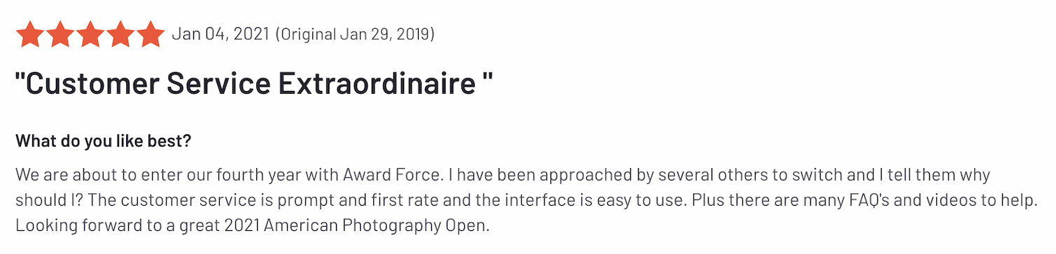 Award Force customer service extraordinaire