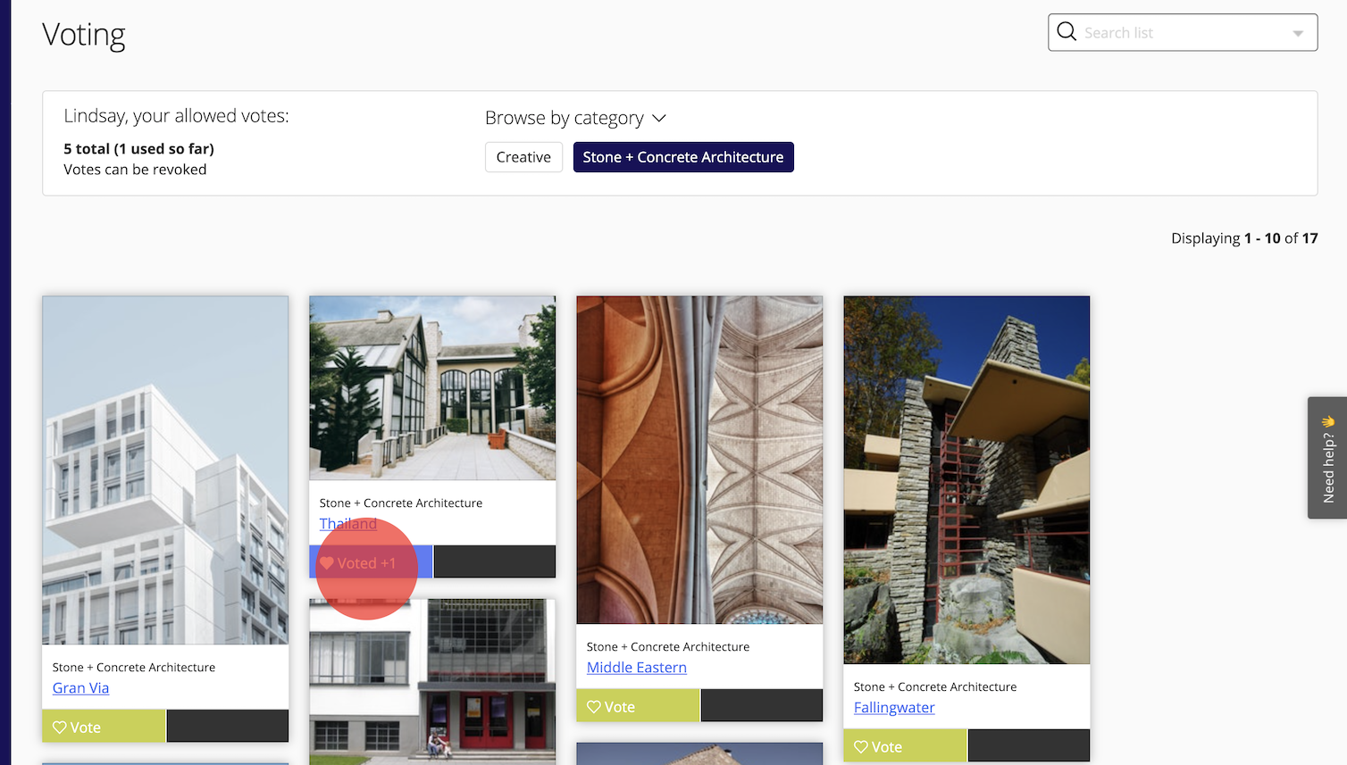 People's choice voting in Award Force