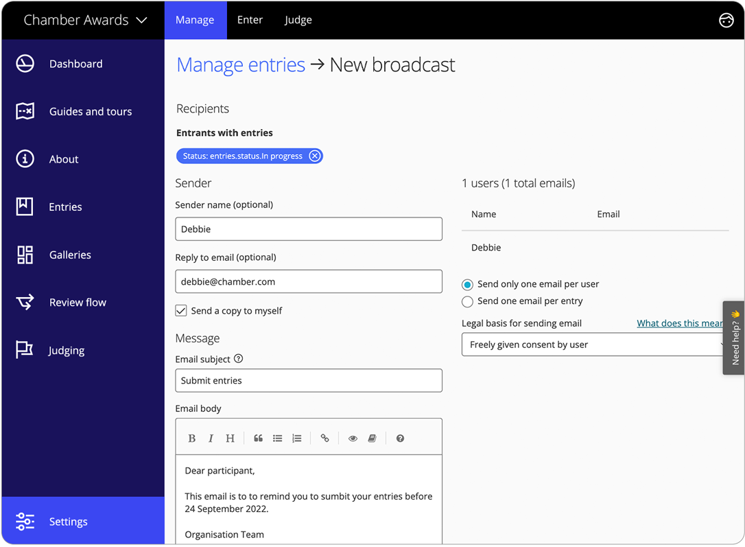 Awards-Management-Software kommunizieren