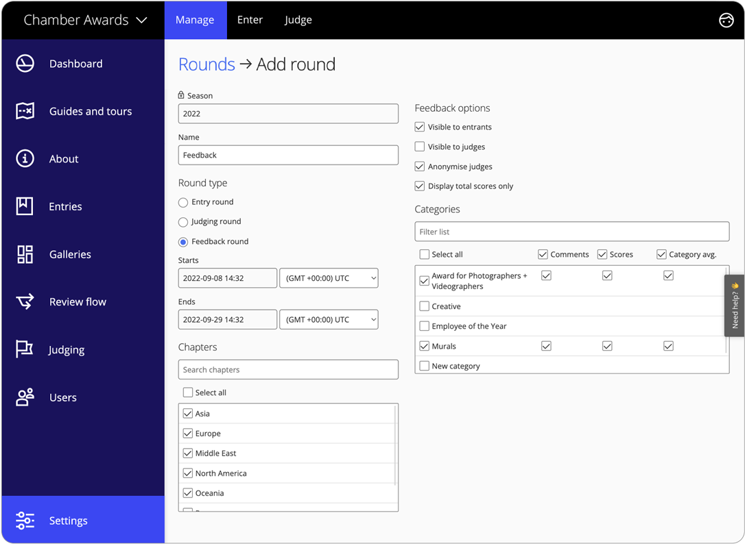 Awards management software judging rounds