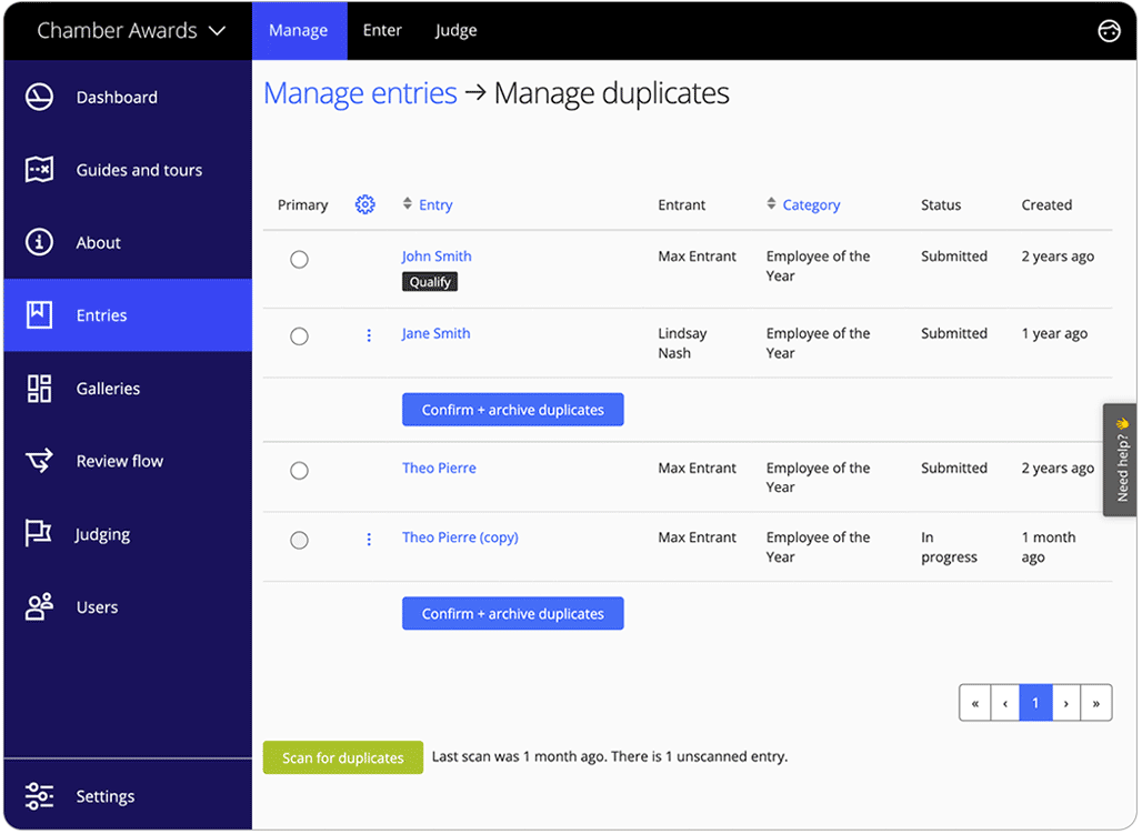 Software zur Preisverleihung verwaltet Einreichungen