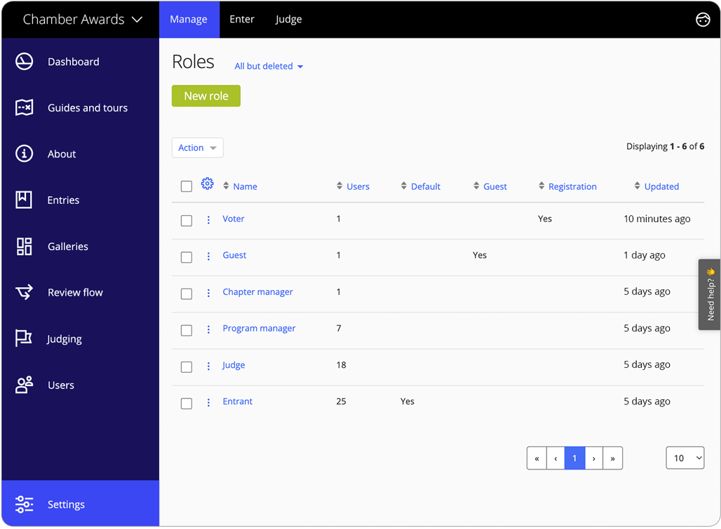 Rollen der Software zur Auszeichnungsverwaltung