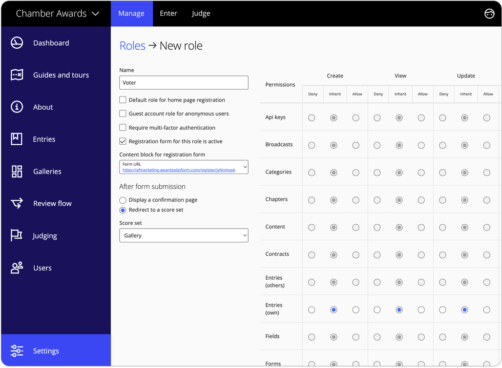Rollen der Software zur Auszeichnungsverwaltung
