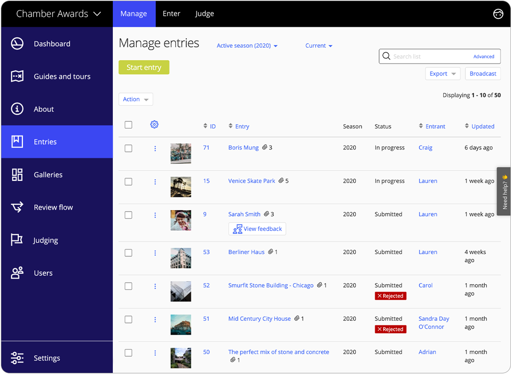 Export von Software zur Auszeichnungsverwaltung