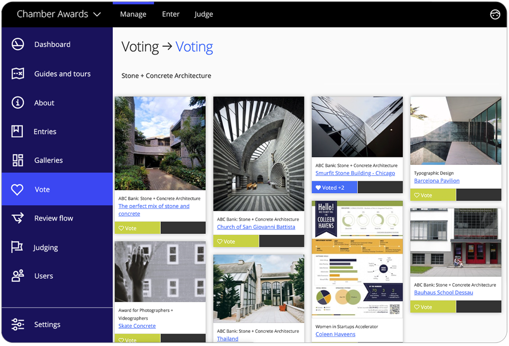 Awards management software voting
