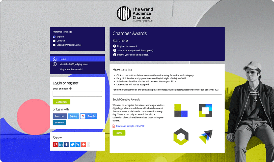 Award Force home page