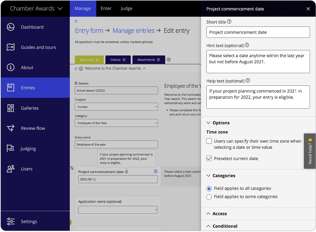 Awards management software hints
