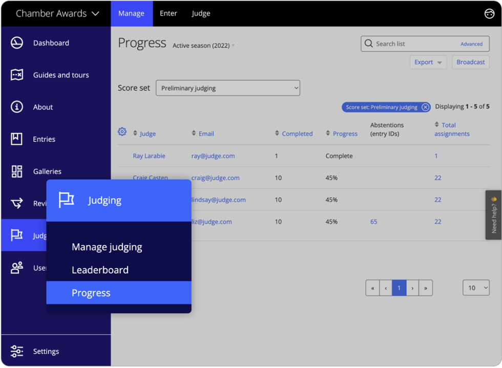 Results management - Awards Management Software