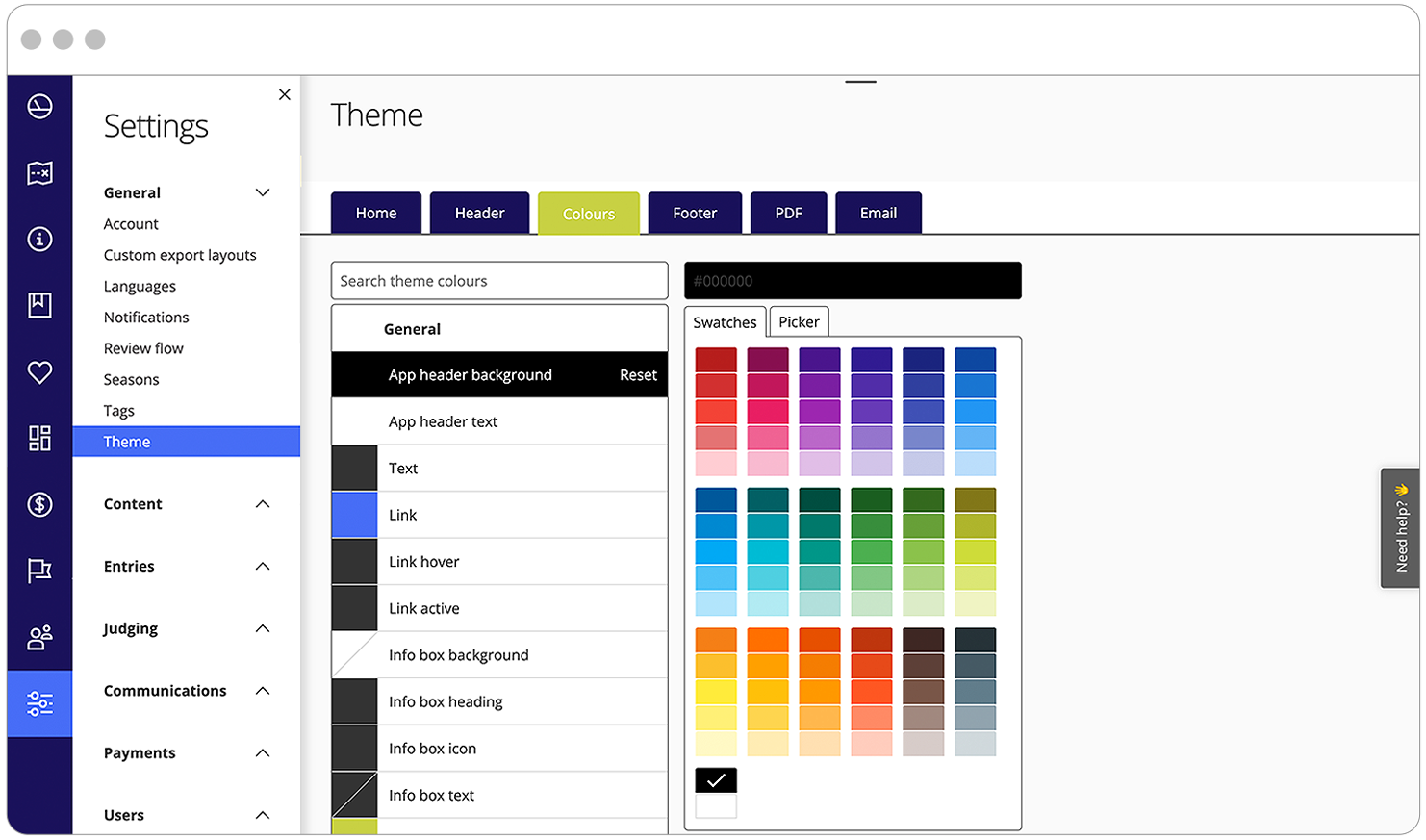 Various options to apply colors to your theme