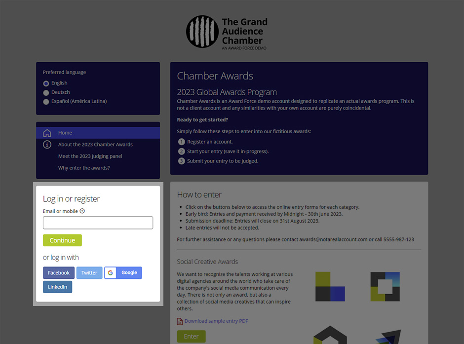 Registrierung und Anmeldung
