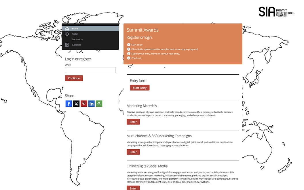 One World Media Awards login page page