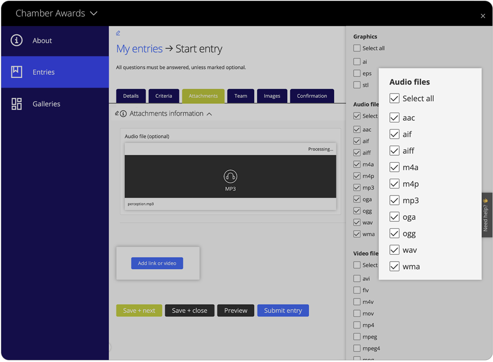 Awards management software judging modes