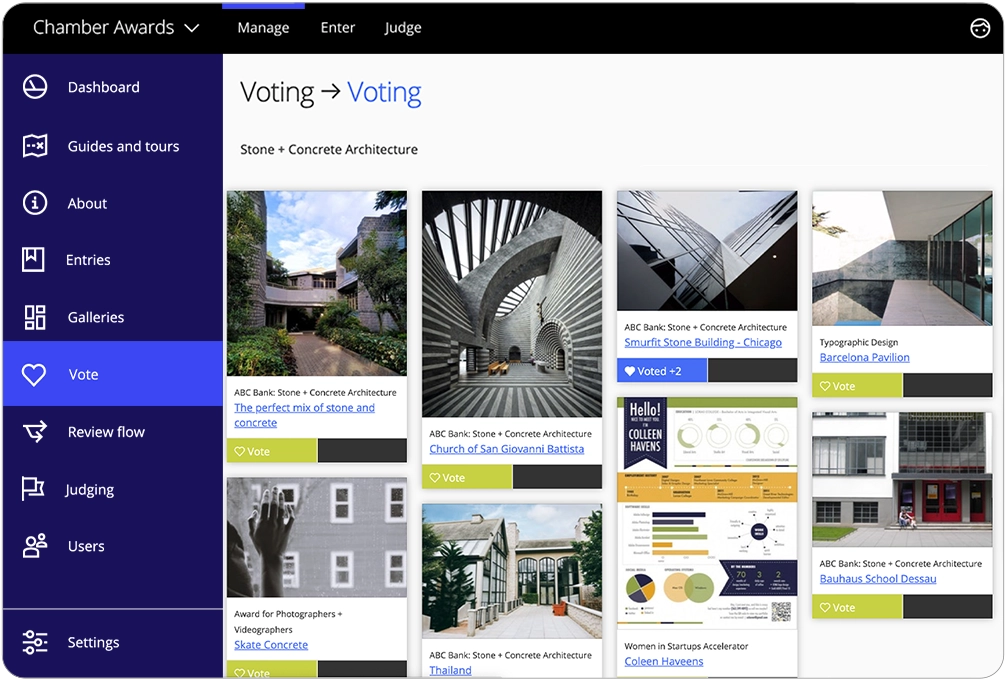 Awards management software judging modes