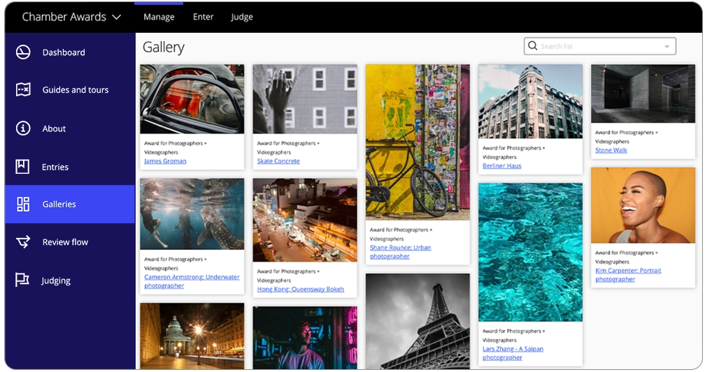 Awards management software judging modes