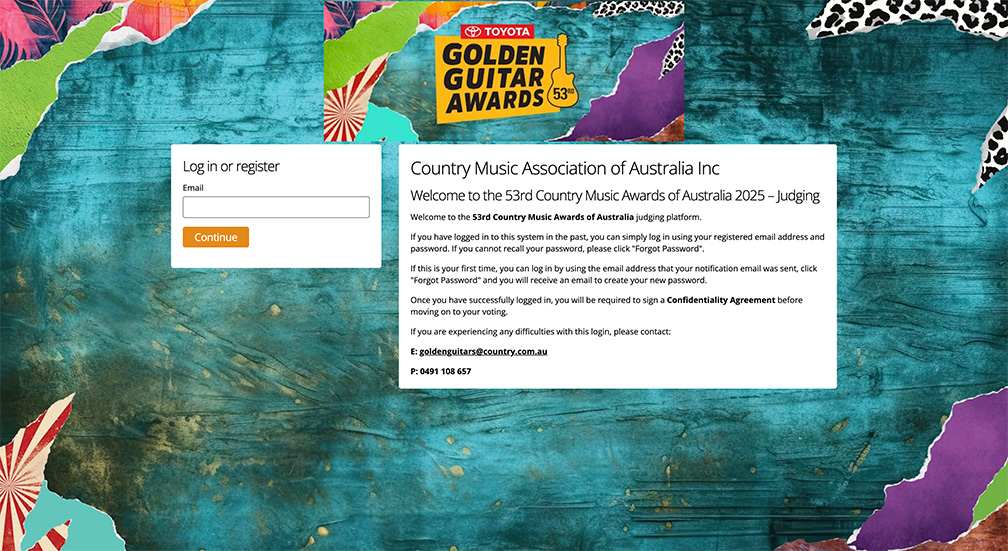 One World Media Awards login page page