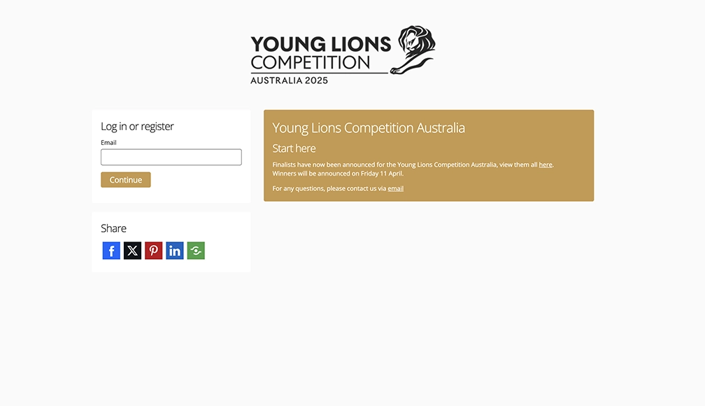 One World Media Awards login page page