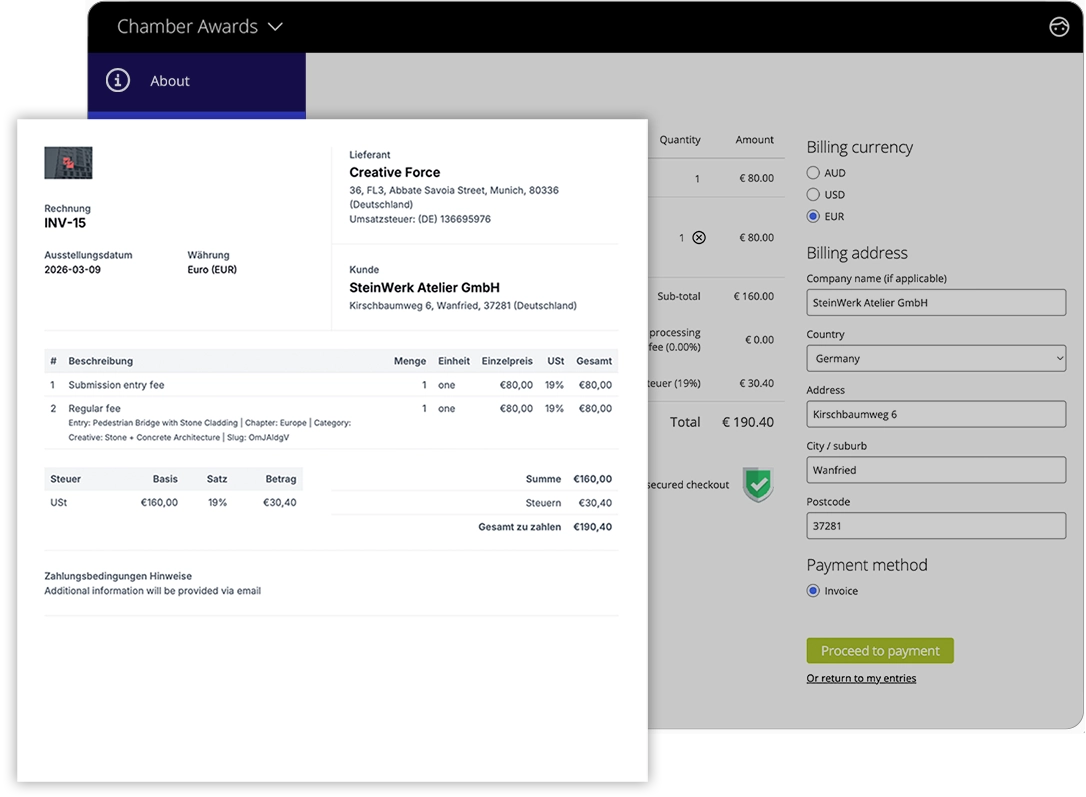 Award Force e-invoicing 