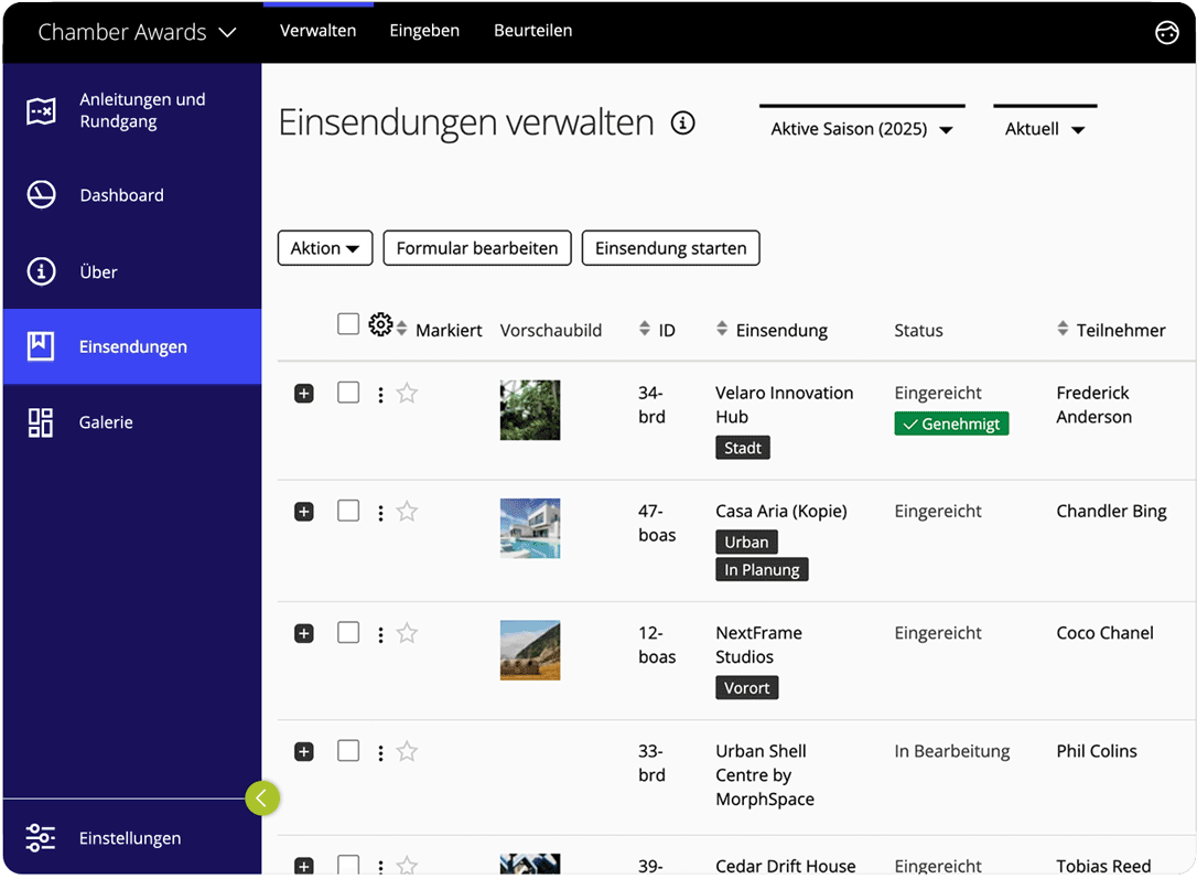 Awards-Management-Software verwalten
