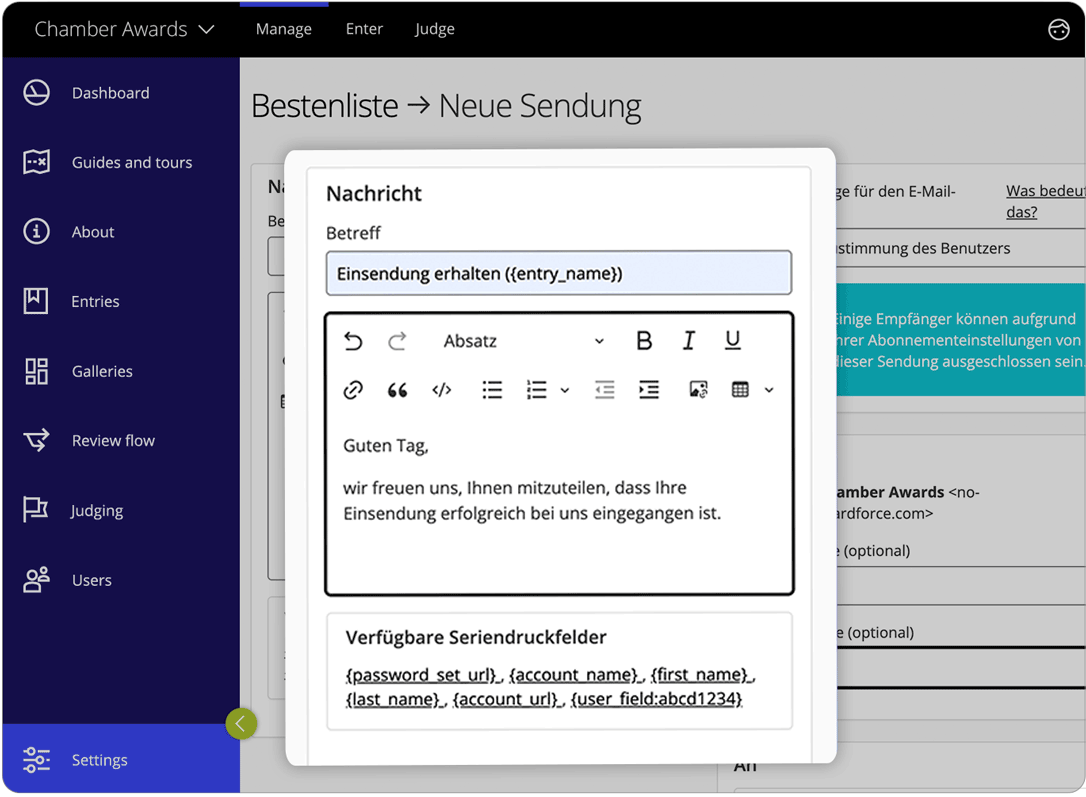 Awards-Management-Software: Ergebnisverwaltung