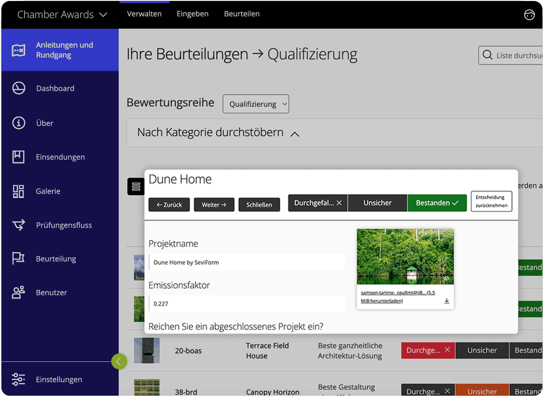 Awards-Management-Software Qualifizierung