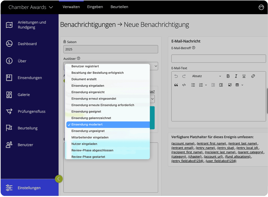Awards-Management-Software kommunizieren